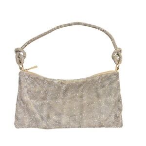 Express‎ Rhinestone Metal Mesh Slouchy Knot Strap Shoulder Bag Gold